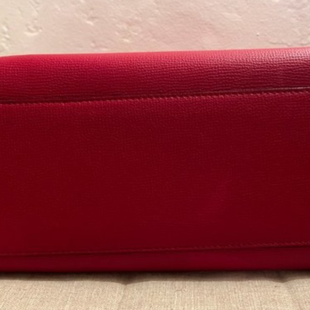 Burberry Haymarket Colours Check Leather Reverse Tote- Poppy Red, excellent cond - Picture 6 of 6